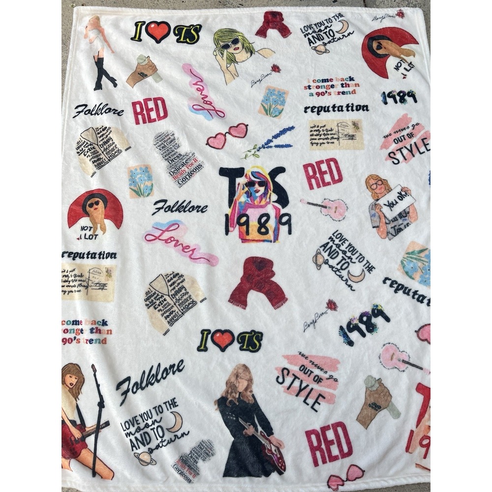 Taylor Swift Cartoon Throw Blanket Small 51x41 Swiftie Merch Gift Bedroom Deco